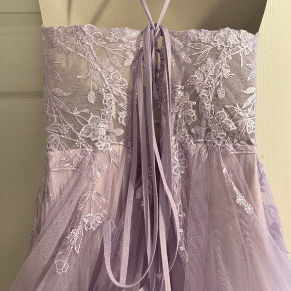 Ball-Gown/Princess Square Floor-Length Tulle Prom Ball Quinceañera Dress Lilac - Picture 11 of 13